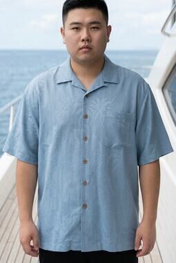 100% Silk Shirt Mens XL Short Sleeve Button Up Nautical Aloha Floral NWT